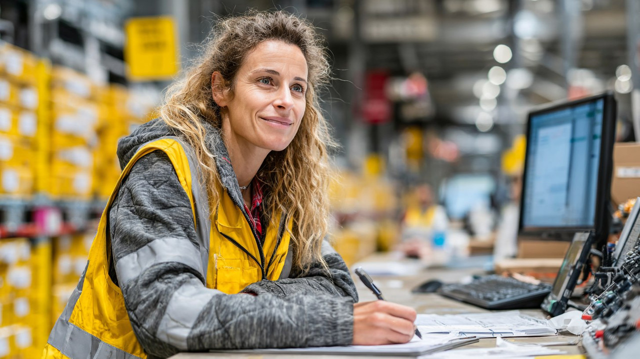 Сотрудник логистической компании проверяет документы