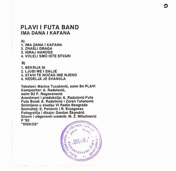 Esad Plavi - 1993 - Ima dana i kafana - zadnja