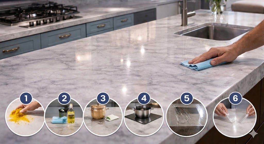 Marble kitchen countertop maintenance