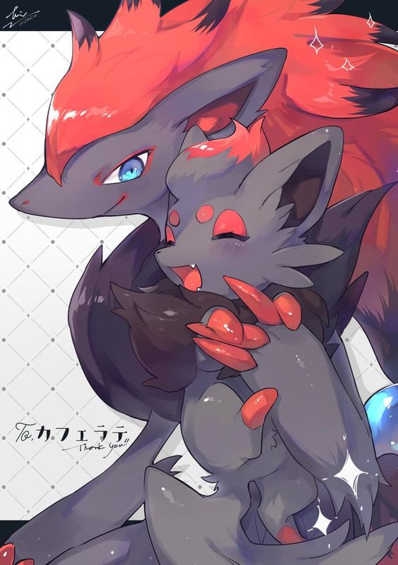 zorua-and-zoroark-pokemon-drawn-by-hidek