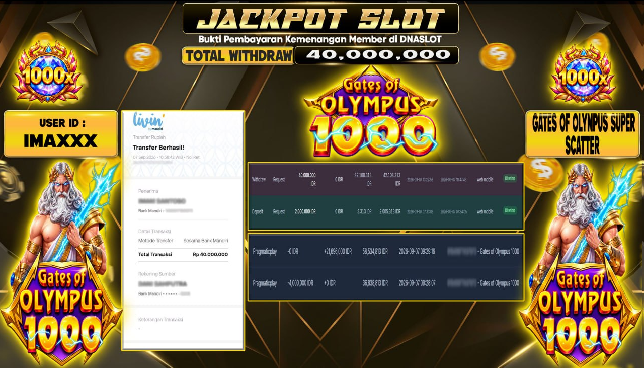JACKPOT SLOT GATES OF OLYMPUS 1OOO  07 SEPTEMBER 2026