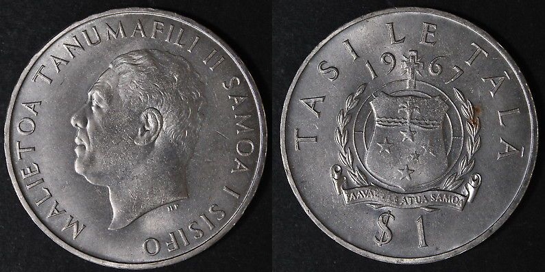 1 Tala de Malietoa Tanumafili II. 1967. Samoa y Sísifo S1