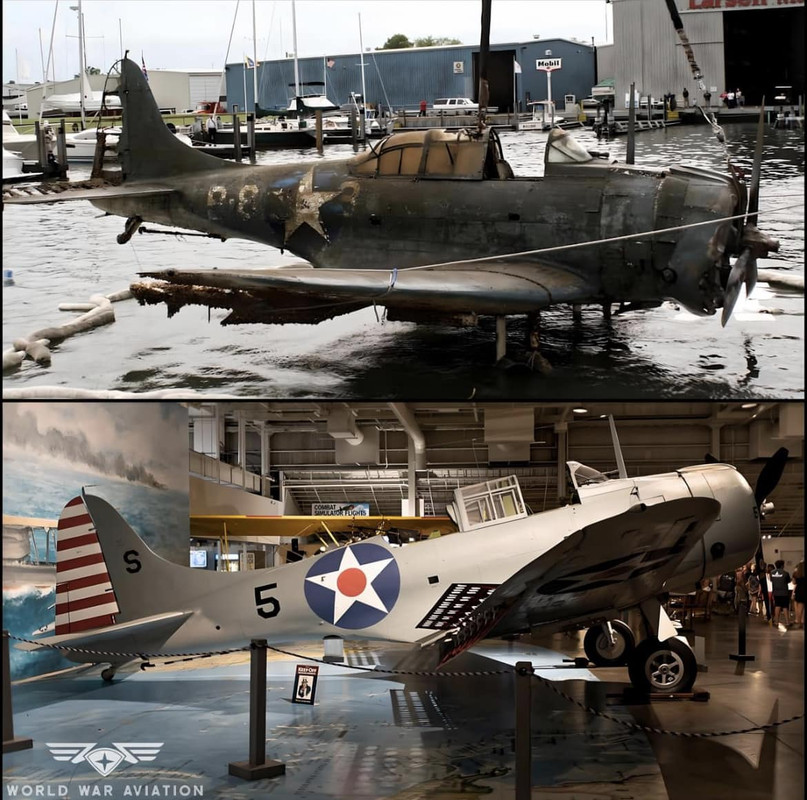 Avions dans les musees divers - Page 3 Avant-et-apr-s-d-un-SBD-2-Dauntless