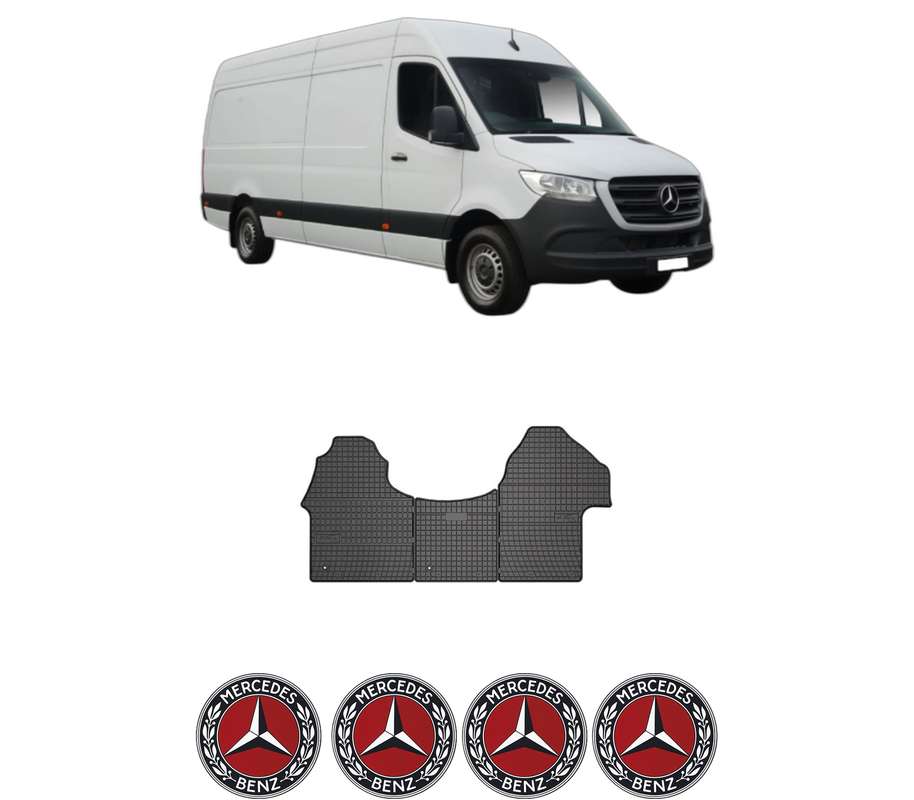 Set covorase presuri MERCEDES-BENZ SPRINTER 4-t Van (B907, B910) din 2018-2025, auto, din cauciuc thermoplastic, 4 Stickere auto cu MERCEDES-BENZ