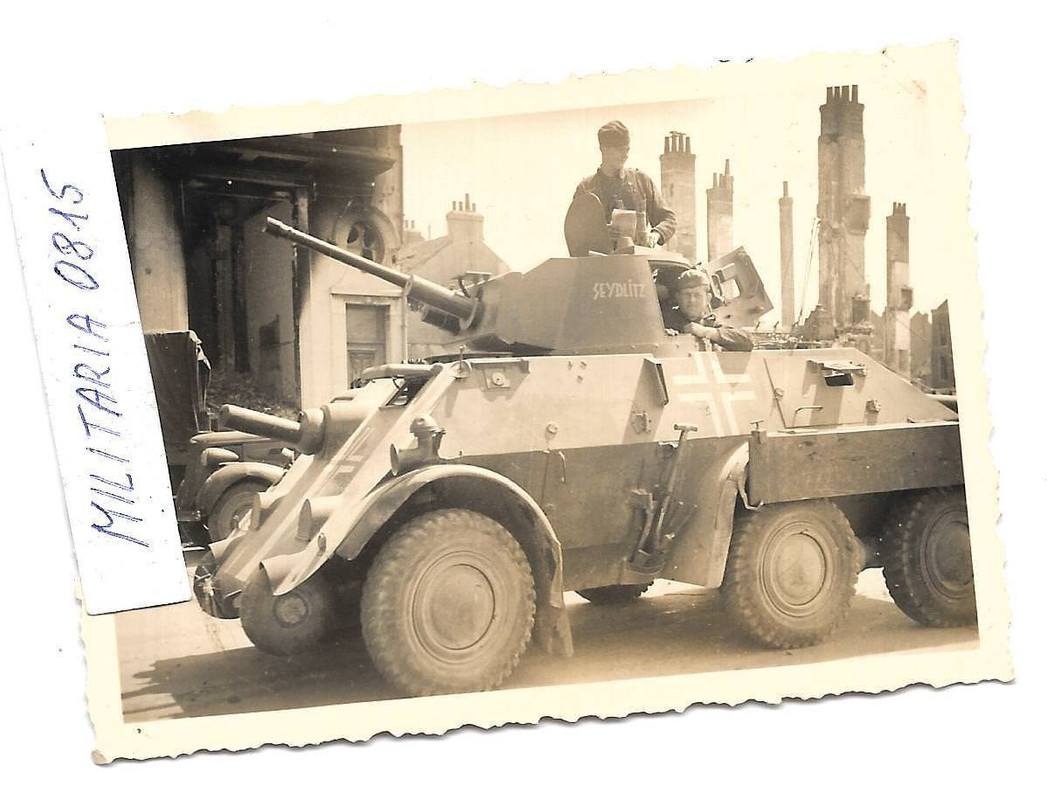 Foto 1940 Dünkirchen Beute Spähpanzer DAF M 39 Balkenkreuz Name 