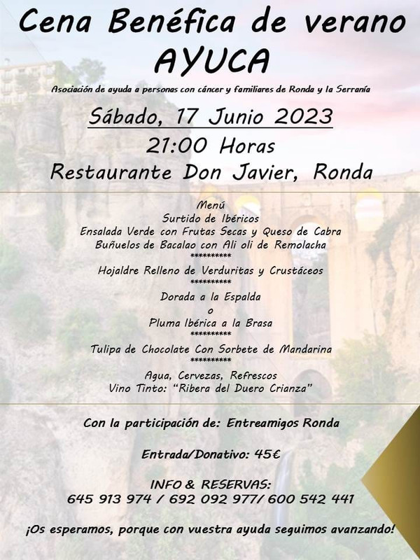 Cena Benéfica de verano de AYUCA