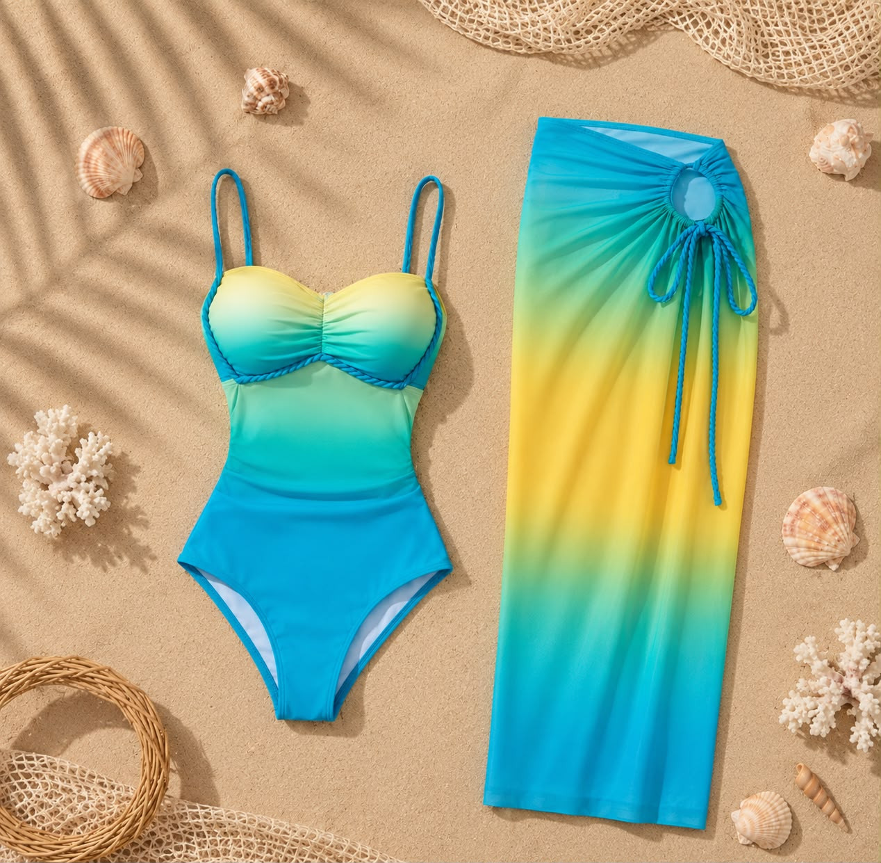 One-piece Lemon Mint with Cover up
