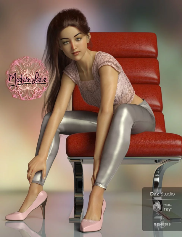Modern Lace Casual Outfit for Genesis 8 Female(s)