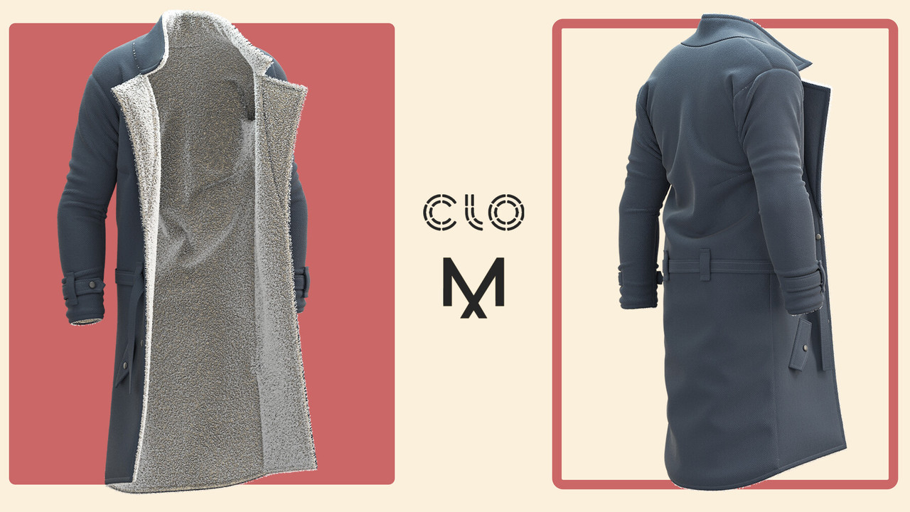 MEN'S WOOLEN OVERCOAT/ CLO3D / Marvelous + Project files: Zprj + OBJ + FBX