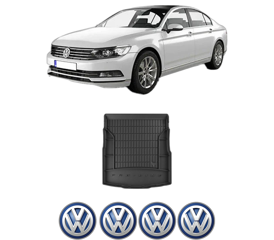 Tavita Portbagaj Volkswagen PASSAT B8 (3G2, CB2) din 2014-2024, Protectie Portbagaj Auto, 4x Stickere auto cu Volkswagen