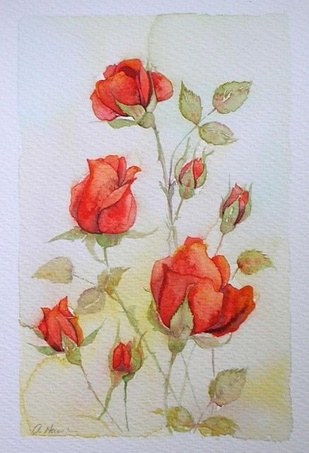 Watercolor Rosebuds Watercolor Rosebuds