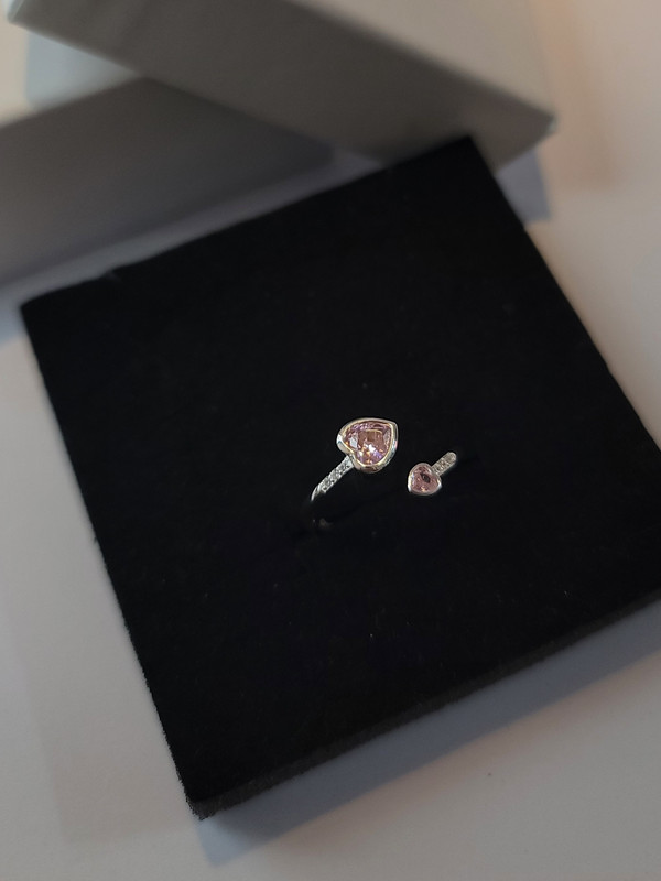 Anillo ajustable corazón rosado