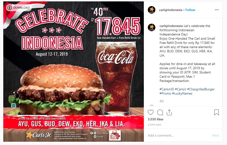 Promo Carl's Jr