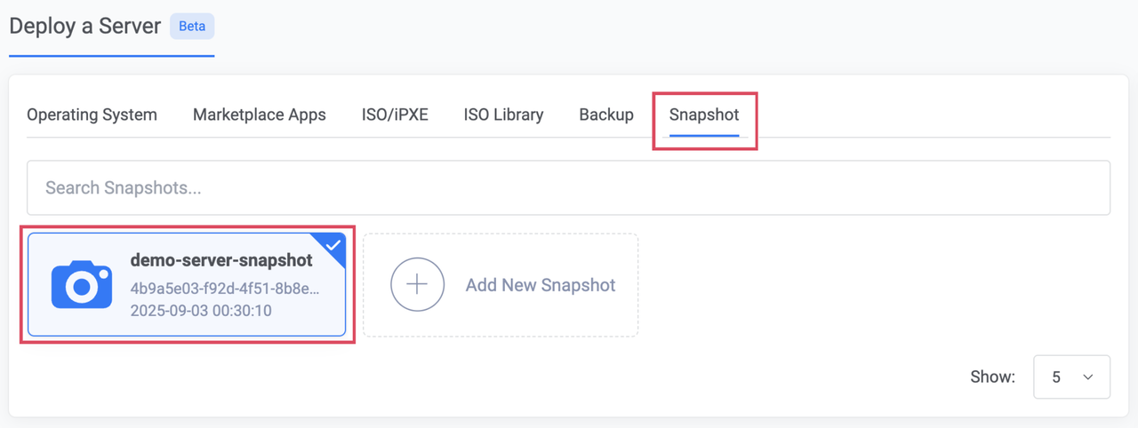 Select the captured Snapshot