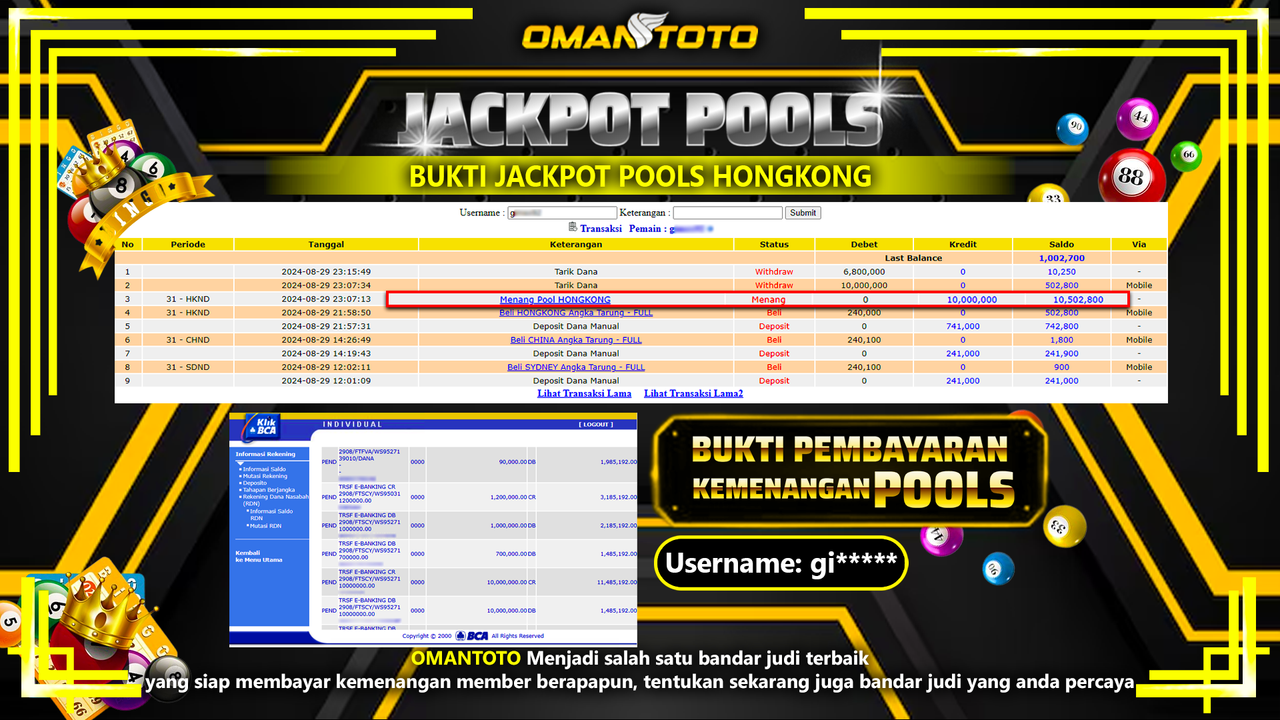 OMANTOTO JACKPOT TOGEL POOL HONGKONG Rp. 10.000.000,-