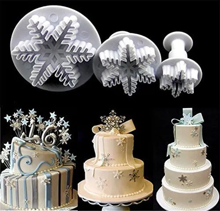 Molde expulsor estrella copo de nieve para fondant y decoración 