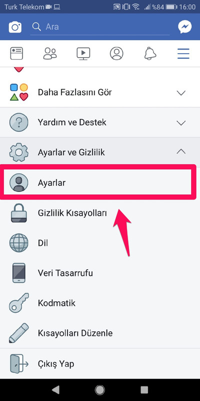 facebook ayarlar