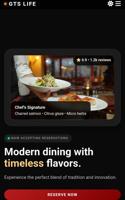 Restaurant Menu landing page