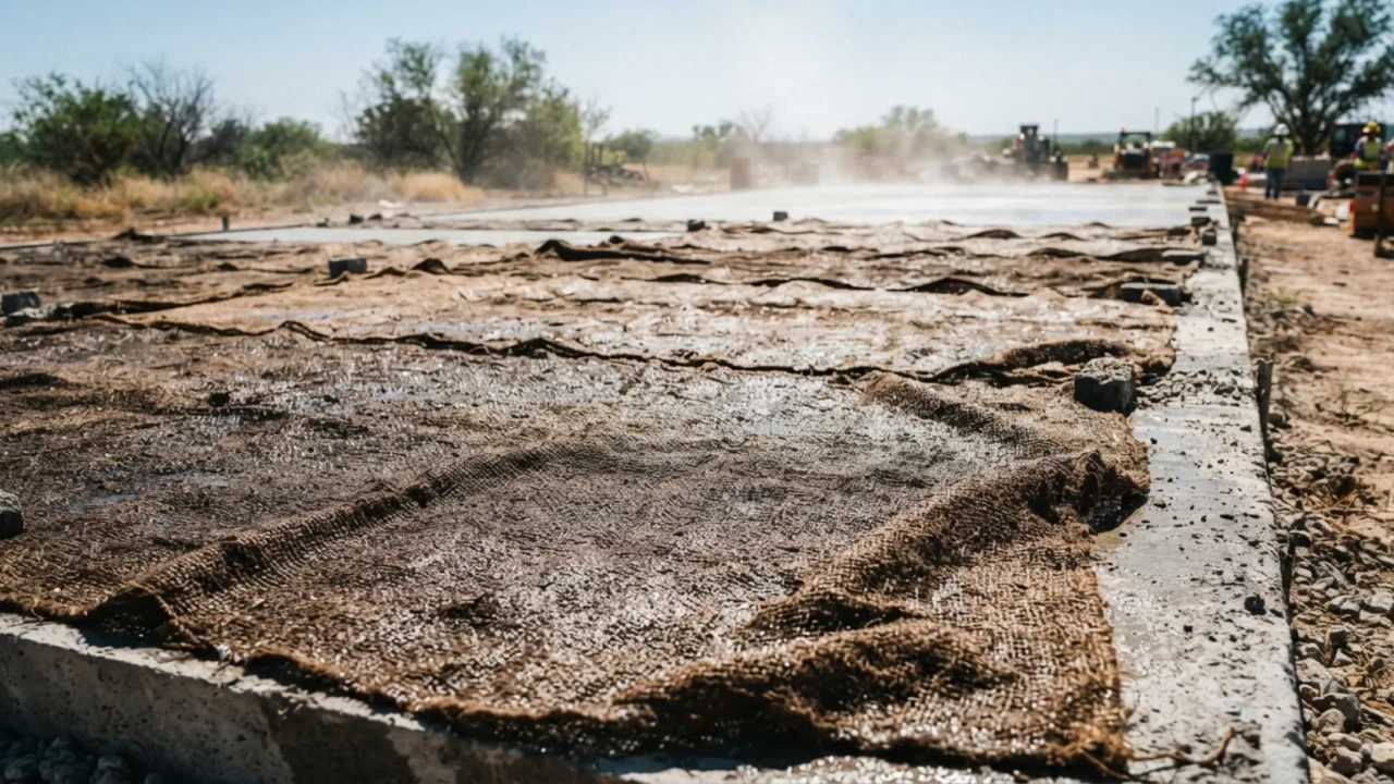 Concrete curing process San Antonio summer heat