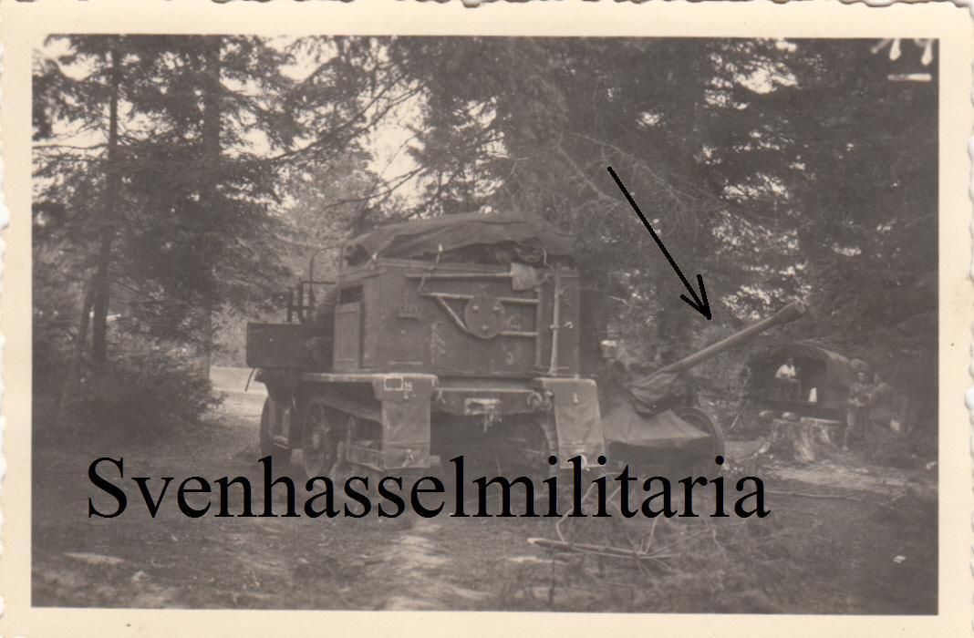 Foto Halbkette Sd KfZ Zugmachine PAK Geschütz im