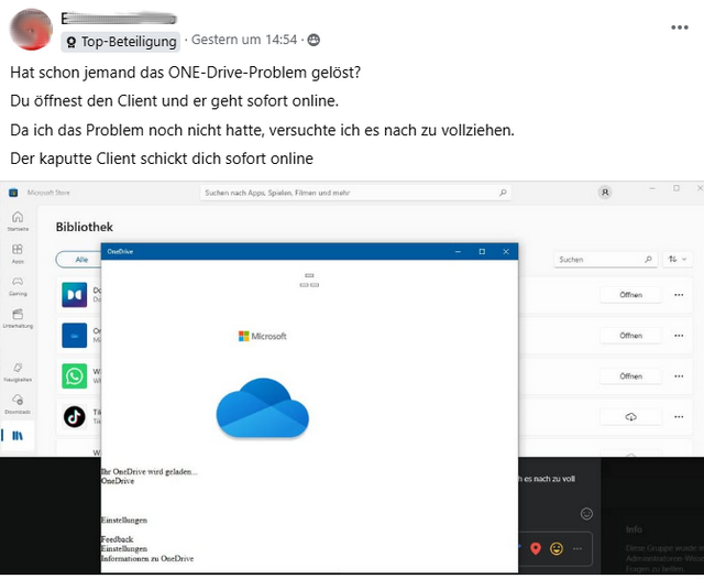 OneDrive-Client geht sofort online