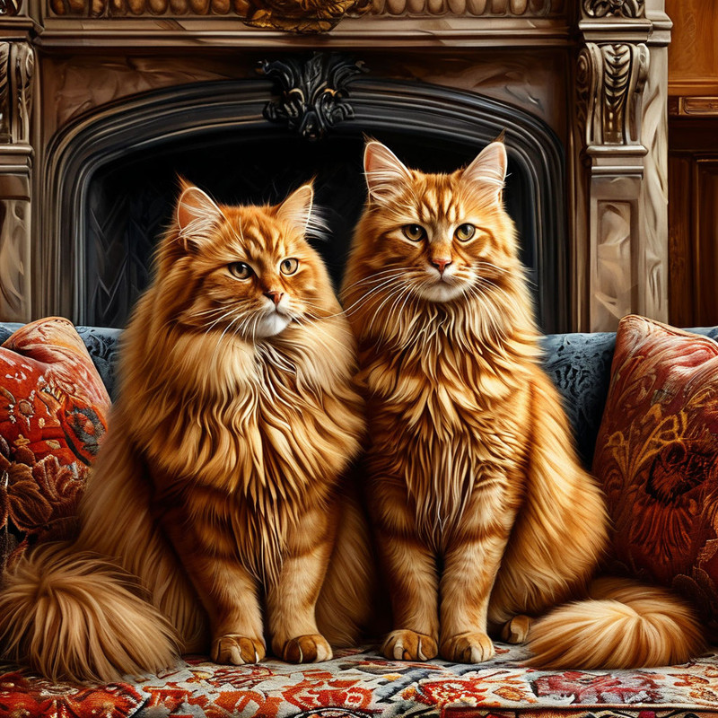 кот и кошка на диване