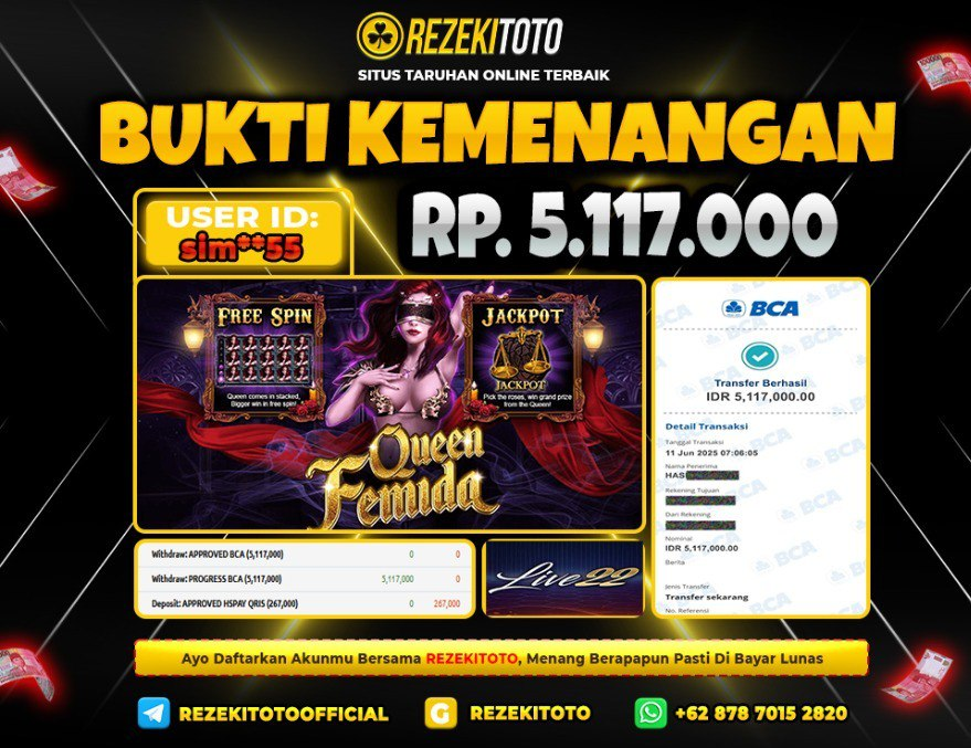BUKTI KEMENANGAN 11 JUNI 2025 QUEEN FEMIDA 5 JUTA 