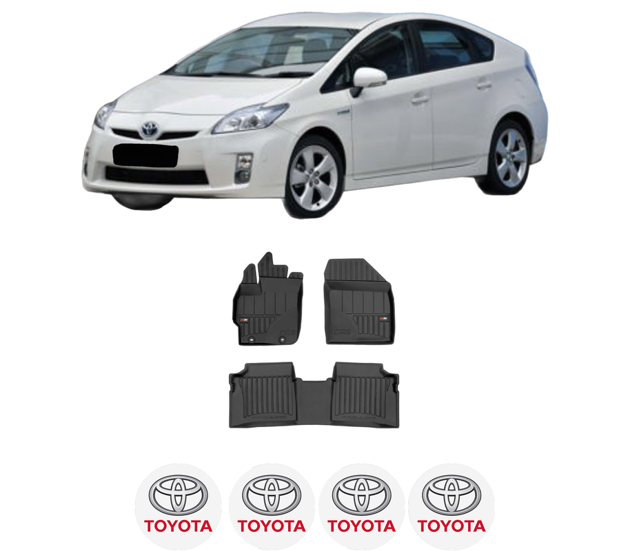 Set covorase presuri TOYOTA PRIUS (_W3_) din 2008-2016, auto, din cauciuc thermoplastic, 4 Stickere auto cu TOYOTA