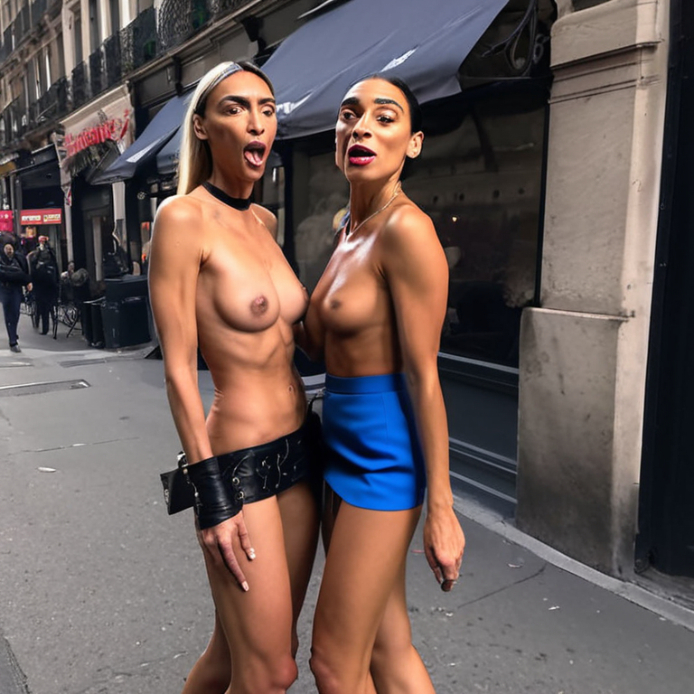 naughty lesbian sex at a feminist prostitutes street Michaela Strachan and Alexandria Ocasio Cortez