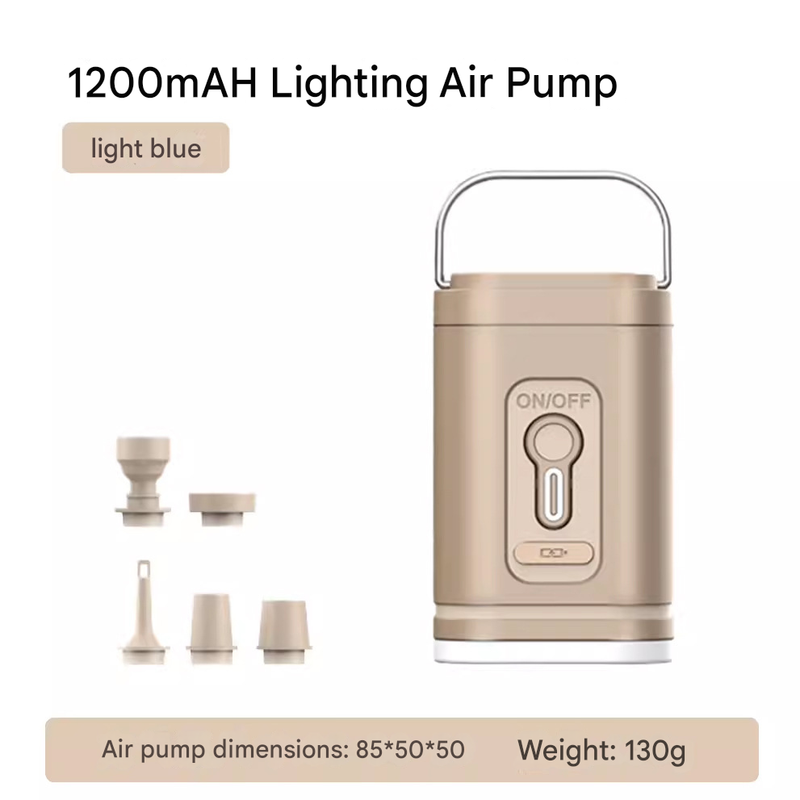 Mini 3-in-1 Portable Camping Air Pump and Lantern 1200mAh Rechargeable Electric Pump with 5 Nozzles for global Outdoor Camping and Hiking