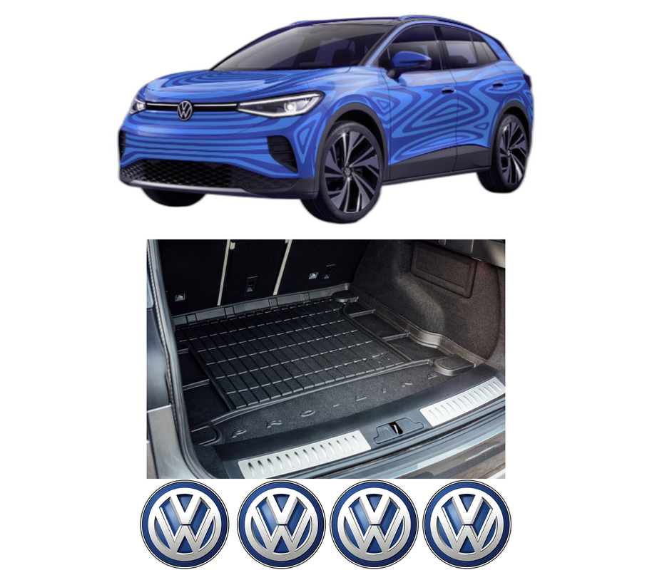 Tavita Portbagaj Volkswagen ID.4 (E21) din 2020-2021, Protectie Portbagaj Auto, 4x Stickere auto cu Volkswagen