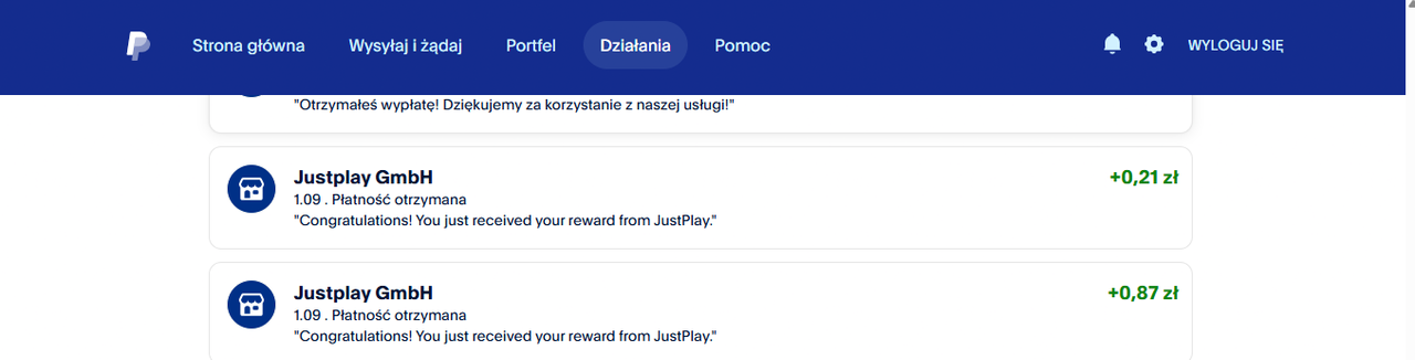 Screenshot 2026 09 20 140040 wypłata na Pay Pal Just Play 1 wrzesień 2026