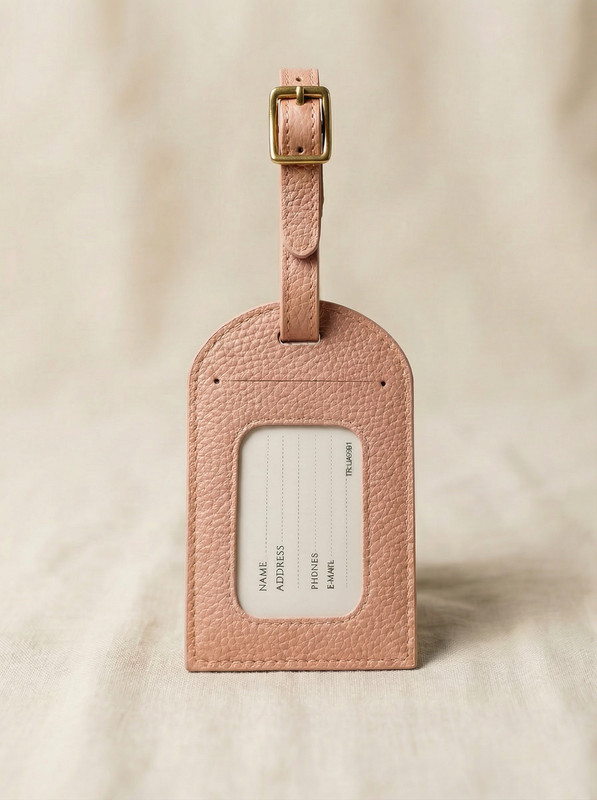 Velura leather luggage tag back