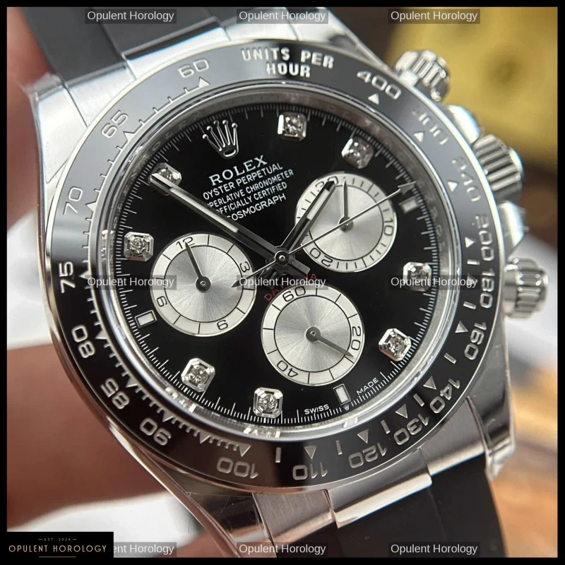 Rolex Daytona 126519LN Black Dial Diamond Indexes Oysterflex