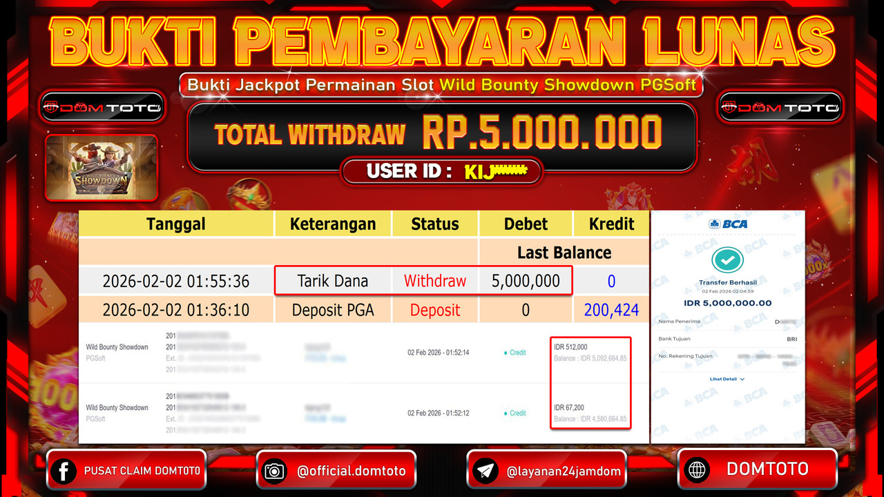 JACKPOT SLOT Wild Bounty Showdown PGSoft 02 FEBRUARI 2026