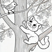 Cat-Climbing-a-Tree-Coloring-Page