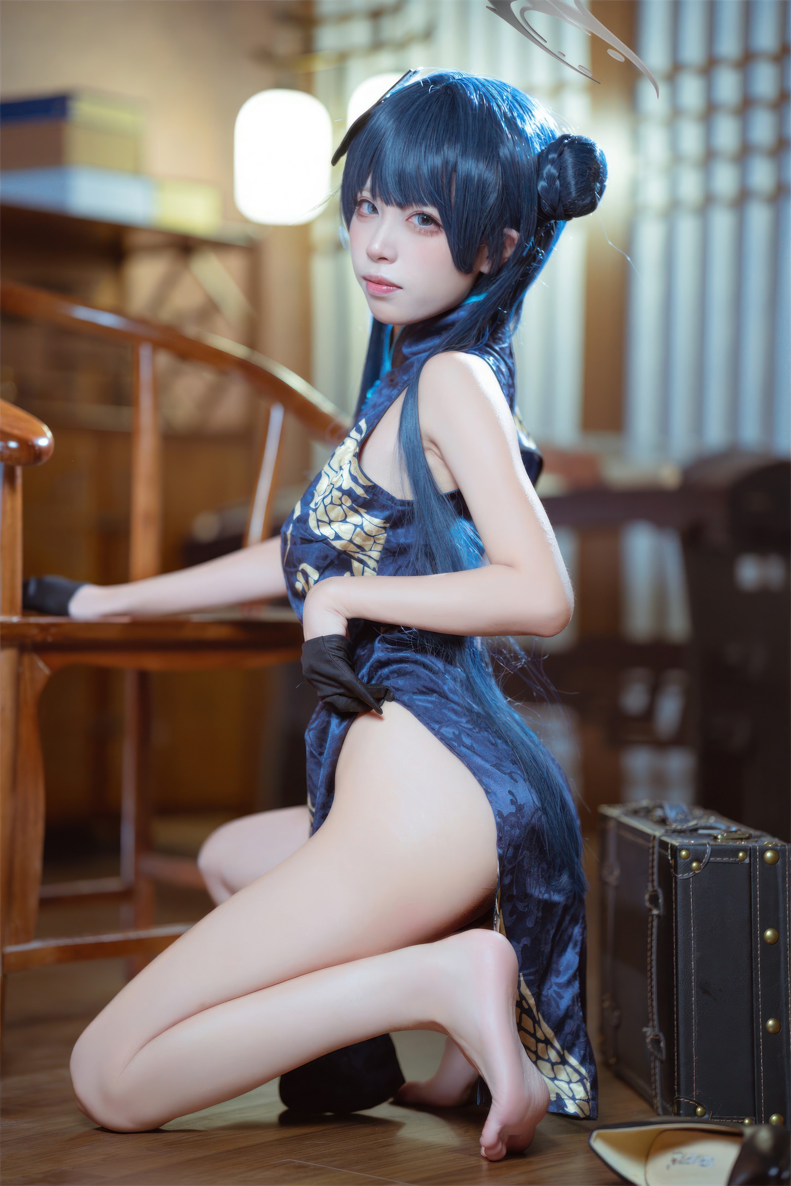 三無人型 COS 二次元：蔚蓝档案龙华妃咲旗袍写真（42P／407M）插图