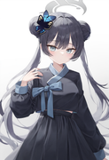 depth of field, 1girl, [kisaki(blue archive)], alternate costume,{{{{black hanbo s-2838044304