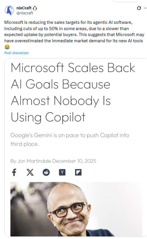 Microsofts AI-Zeug floppt