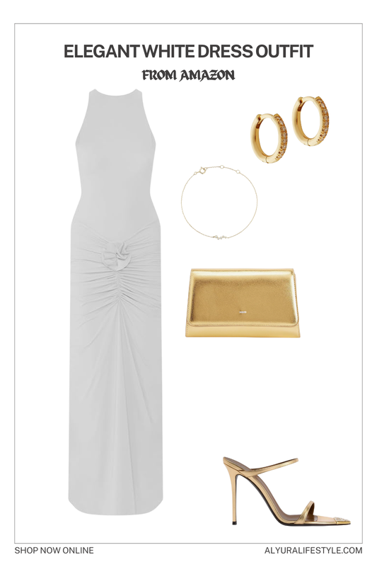 Elegant white dress outfit inspo 🤍