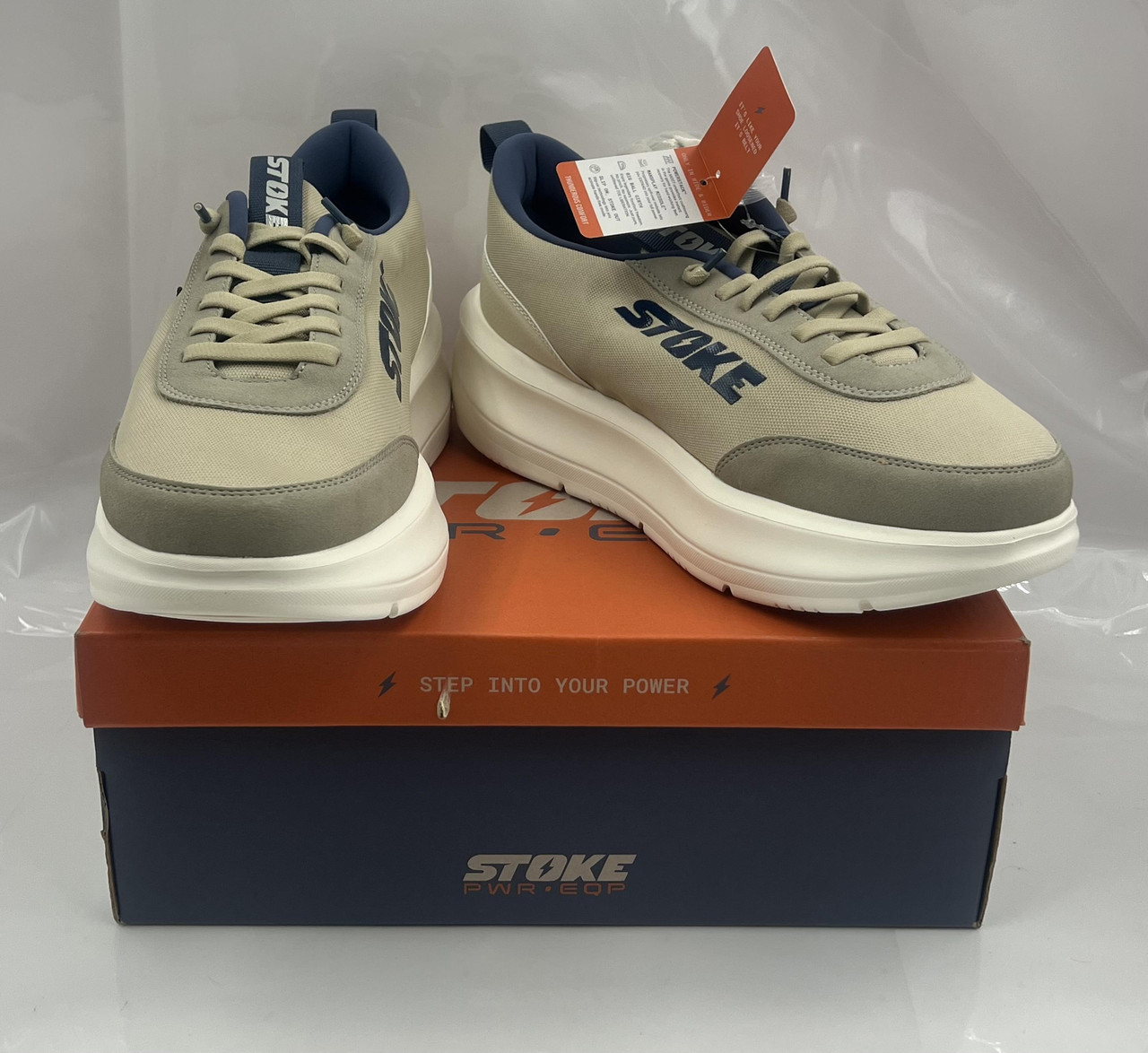 STOKE PWR EQP VERSA MEN'S WIDE WIDTH COURT SHOE LIGHT TAN SIZE 12W 10001-005