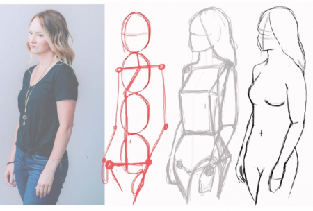 How To Draw The 3/4 View - Female Body Figure Drawing