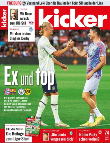 Cover: Kicker Sportmagazin No 74 vom 12 September 2022 Cover: Kicker Sportmagazin No 74 vom 12 September 2022