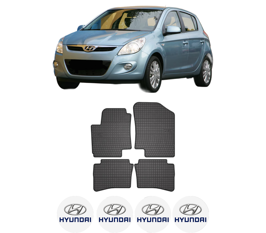 Set covorase presuri HYUNDAI i20 I (PB, PBT) din 2008-2015, auto, din cauciuc thermoplastic, 4 Stickere auto cu HYUNDAI