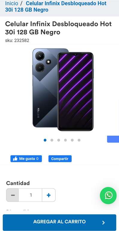 Coppel: Celular Infinix Hot 30i 128GB Desbloqueado