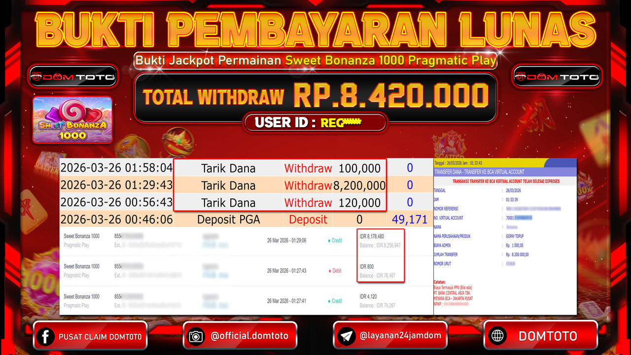 JACKPOT SLOT Sweet Bonanza 1000 Pragmatic Play 26 MARET 2026