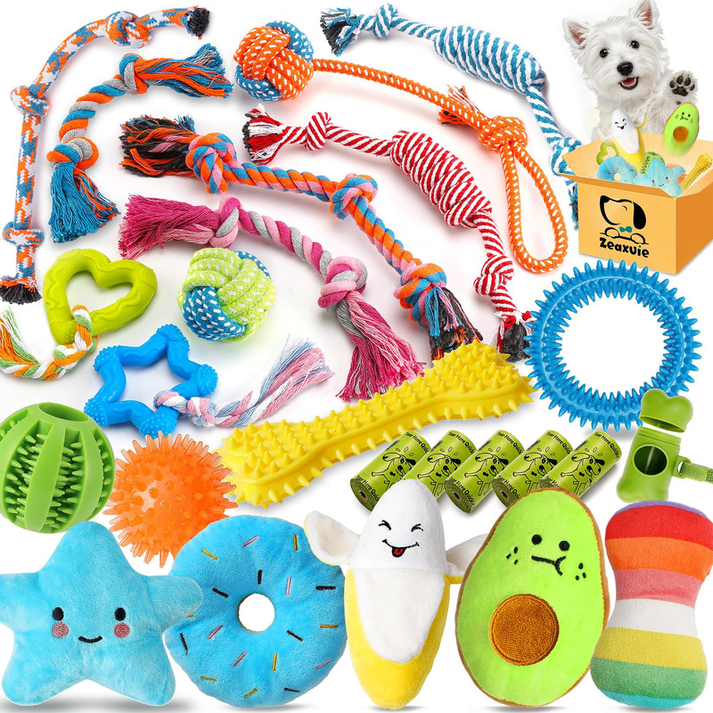 Zeaxuie 25-Pack Puppy Chew & Rope Toy Set