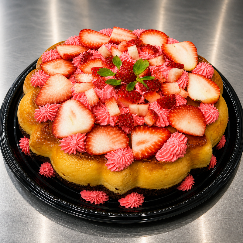 Freshly made homemade tres leches cake