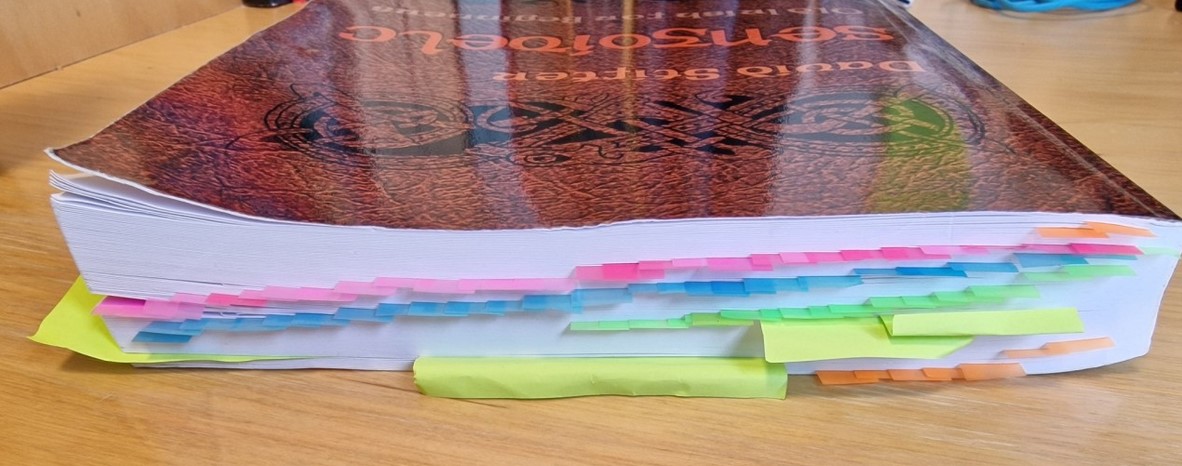 'Sengodelc' by David Stifter, filled with sticky bookmark tabs