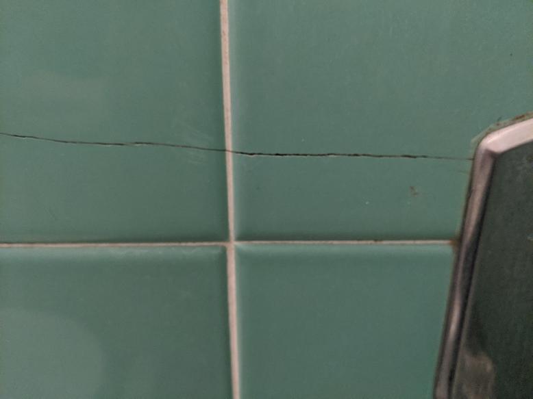 Cracks on old tiled bathroom wall DIY Home Improvement Forum